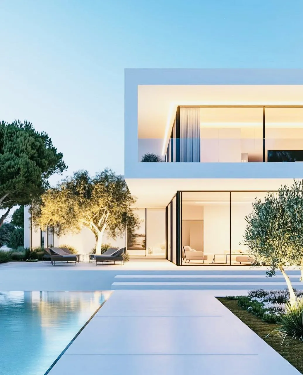 Slim profile window on modern elevation aluminium fins